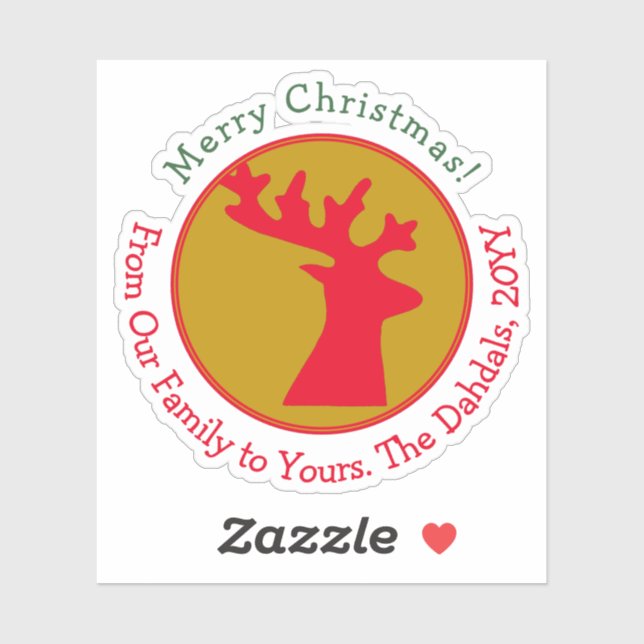 Red Green Gold Holiday für Reindeer Aufkleber (Blatt)