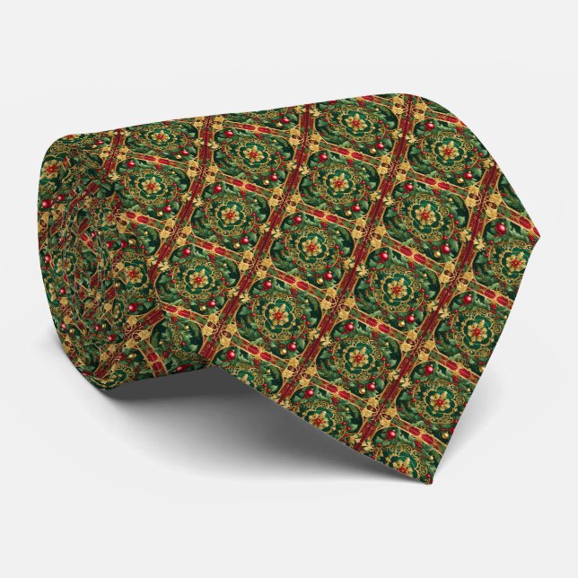 Red Green Gold Holiday Neck Tie Krawatte (Gerollt)