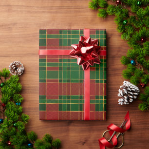 Red Green Gold Kariert Geschenkpapier