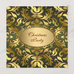 Red Green Gold Leaf Corporate Christmas Party Einladung