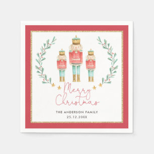 Red Green Gold Nutcracker Weihnachtsfeier Serviette