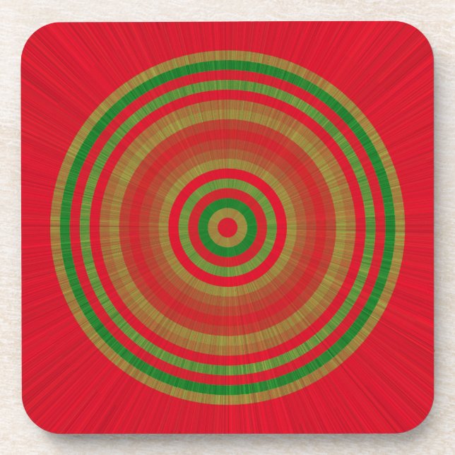 Red Green Gold Rings Getränkeuntersetzer (Vorderseite)