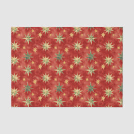 Red Green Gold Stars Christmas Seidenpapier