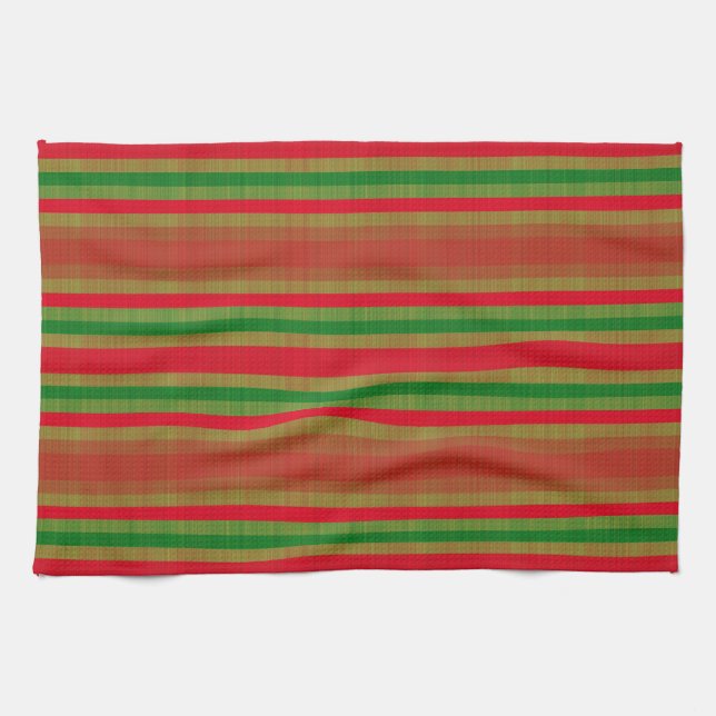 Red Green Gold Streifen Geschirrtuch (Horizontal)