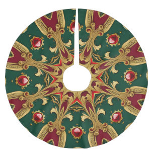 Red Green Gold Weihnachtsbaumrock Polyester Weihnachtsbaumdecke