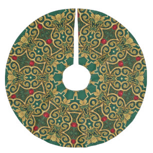 Red Green Gold Weihnachtsbaumrock Polyester Weihnachtsbaumdecke