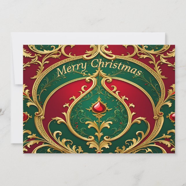 Red Green Gold Weihnachtskarte Feiertagskarte (Vorderseite)