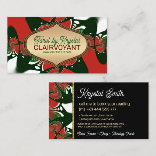 Red Green Golden Goddess Tarot Business Cards Visitenkarte