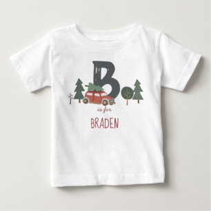 Red Green Grey Child's Initial Alphabet Weihnachte Baby T-shirt