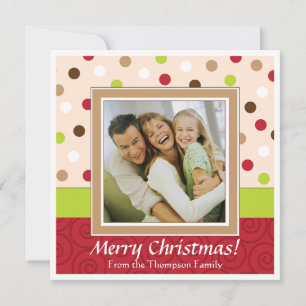 Red + Green Happy Dot Weihnachtsfotokarte Feiertagskarte