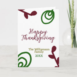 Red green happy Thanksgiving floral leaf fall Karte