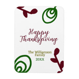 Red green happy Thanksgiving floral leaf fall Magnet