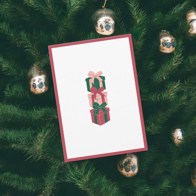 Red & Green Holiday Geschenkboxen Design Card (Von Creator hochgeladen)