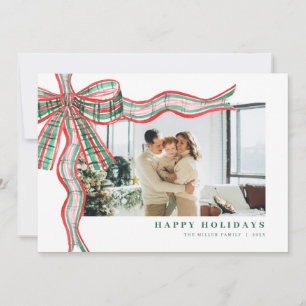 Red Green Holiday Kariert Bow Foto Weihnachtskarte Feiertagskarte