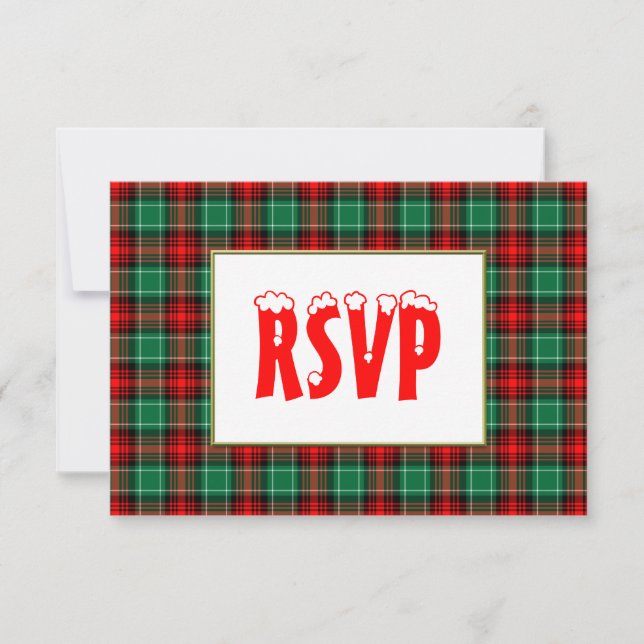 Red Green Holiday Kariert Custom Holiday UAWG RSVP Karte (Vorderseite)