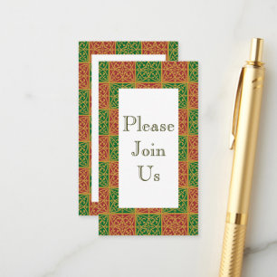 Red Green Holiday Pattern Einladung Business Card