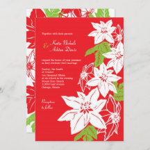 Red & Green Holiday Poinsettias Wedding