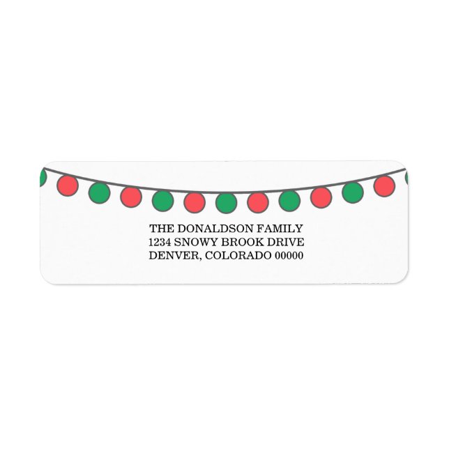 Red Green Holiday String Lights Address Labels (Vorne)