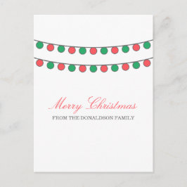 Red Green Holiday String Lights Postcard Feiertagspostkarte
