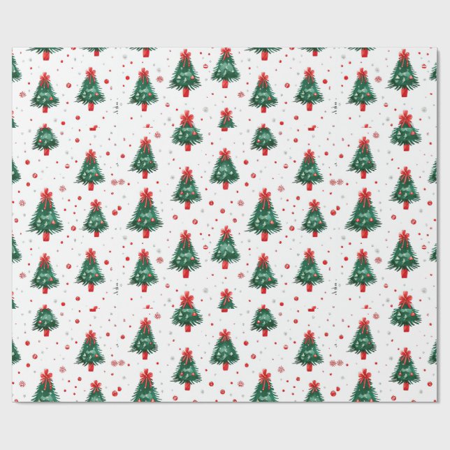 Red Green Holiday Weihnachtsbaum Muster Geschenkpapier (Flach)