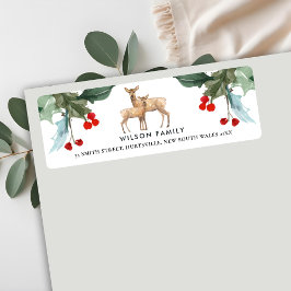 RED GREEN HOLLY BERRY DEER DUO NEW YEAR ADRESSE