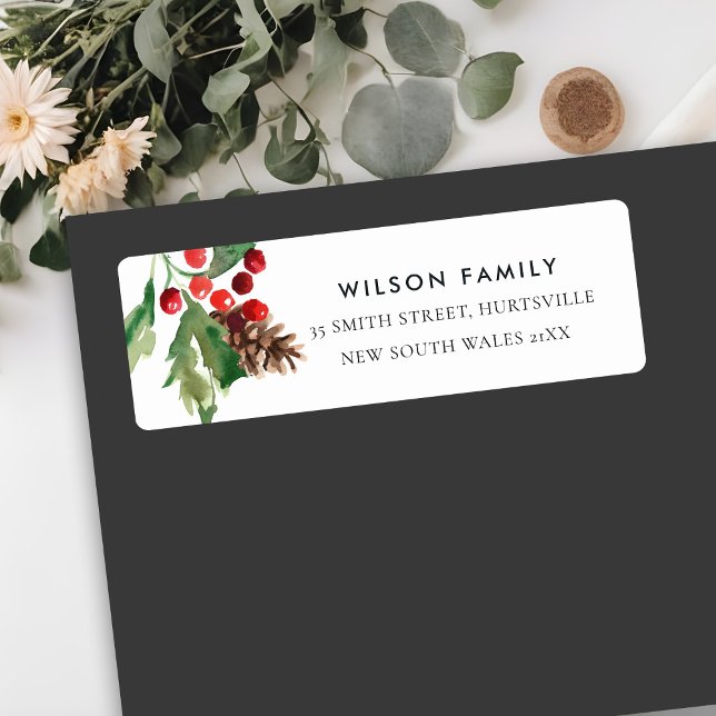 RED GREEN HOLLY BERRY PINE CONE NEW YEAR ADRESSE (Von Creator hochgeladen)