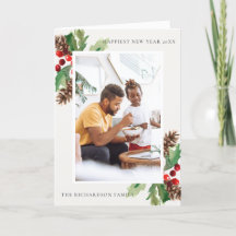 RED GREEN HOLLY BERRY PINE CONE NEW YEAR FOTO