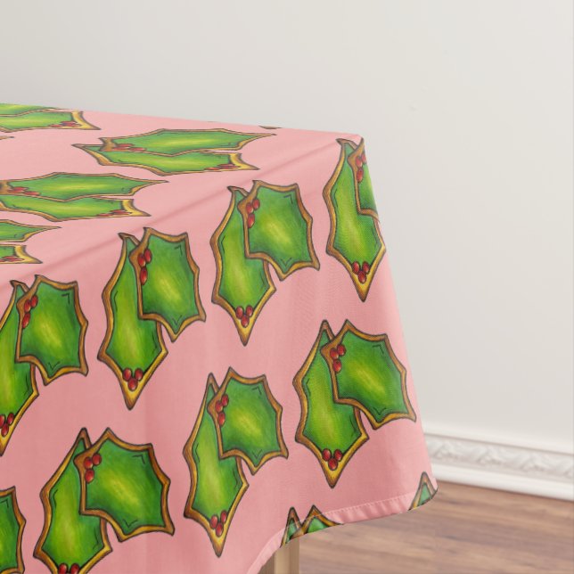 Red Green Holly Leaf Weihnachtskeks Weihnachten We Tischdecke (Beispiel)