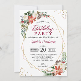 Red Green Ivory Poinsettia Floral Geburtstagsparty Einladung