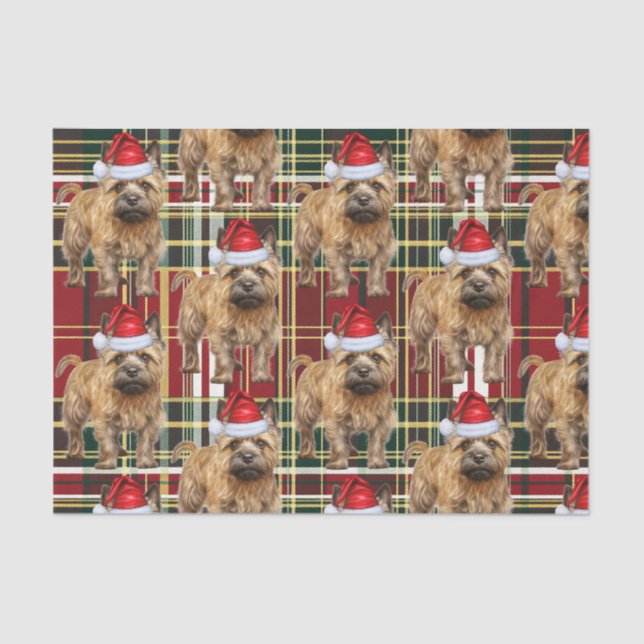 Red Green Kariert Cairn Terrier Weihnachtsfeiertag Seidenpapier (Vorderseite)