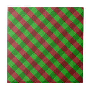 Red & Green Kariert Glitzer Fliese