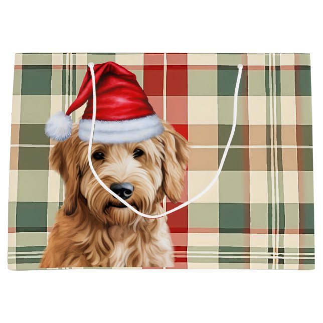 Red Green Kariert Goldendoodle Dog Lover Holiday Große Geschenktüte (Vorderseite)