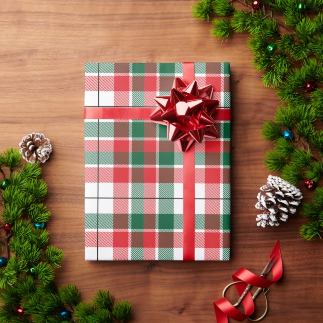 Red Green Kariert Pattern Weihnachtsfeiertag Weihn Geschenkpapier (Feiertagsgeschenk)