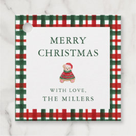 Red Green Kariert Preppy Bären Weihnachtsgeschenke Geschenkanhänger