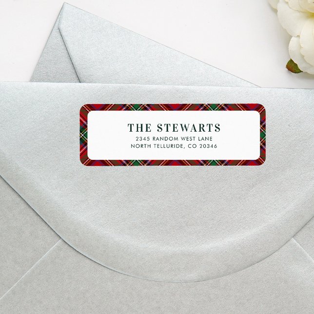 Red Green Kariert Stewart Tartan Rücksendeadresse (Plaid Stewart Tartan Return Address Label)