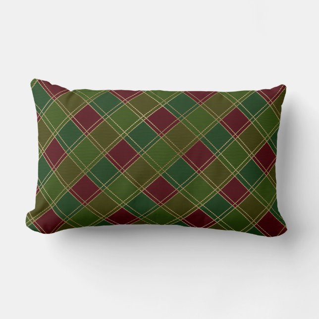 Red Green Kariert Tartan Lendenkissen (Vorderseite)