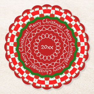 Red Green Karos Frohe Weihnachten Untersetzer