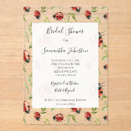 Red Green Leaves Ladybugs Bridal Shower Acryleinladungen