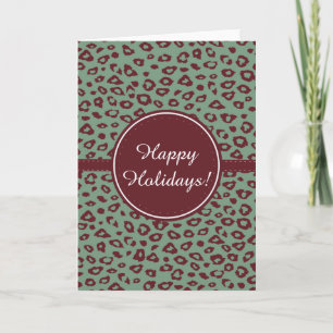 Red Green Leopard Print Christmas Feiertagskarte