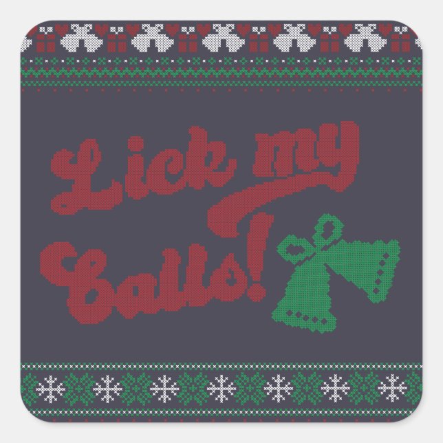 Red Green Lick My Balls Uggli Weihnachten Quadratischer Aufkleber (Vorderseite)