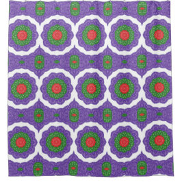 Red Green Lila White Kaleidoscope Weihnachtsball Duschvorhang