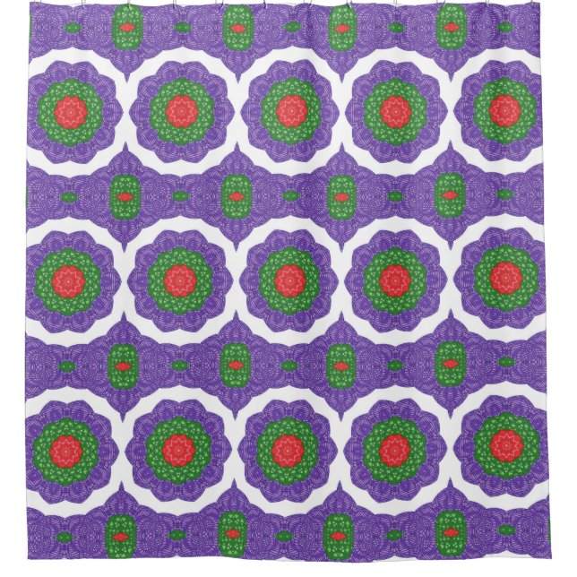 Red Green Lila White Kaleidoscope Weihnachtsball Duschvorhang (Vorderseite)