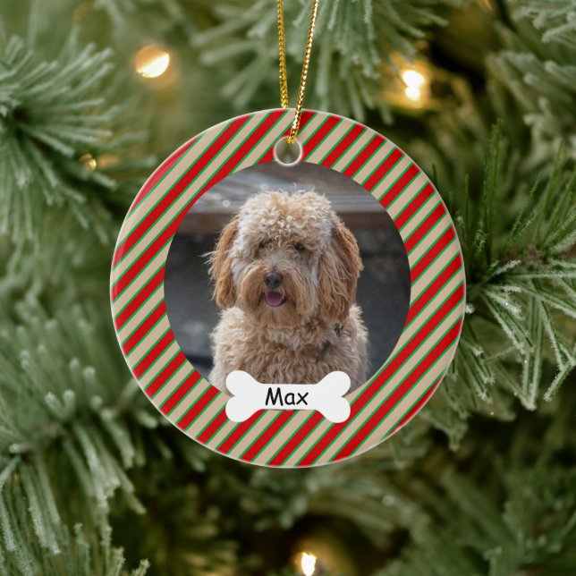 Red Green Lines Custom Pet Puppy Dodge Foto Keramik Ornament (Baum)