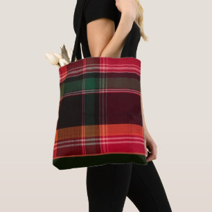 Red Green Madras Kariert Tote Bag