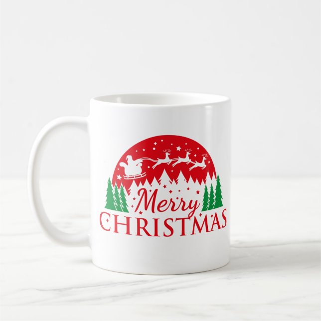 Red Green Merry Christmas Santa Sleigh Kaffeetasse (Links)
