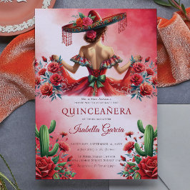 Red Green mexikanischen Stil Quinceañera Einladung
