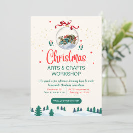 Red Green Modern Christmas Crafts Workshop Einladung