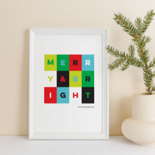 Red Green Modern Merge in Bright Holiday Art Print Poster