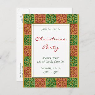 Red Green Muster Custom Christmas Party Postcard Postkarte