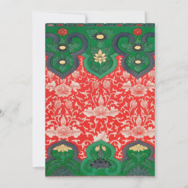 Red & Green Mystic Lotus Asiatisch Abstrakt Feiertagskarte